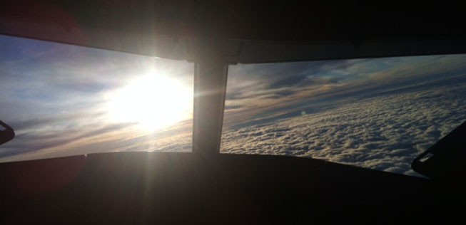 Auf dem Flug von Köln nach Ibiza in einem AIrbus A319.
