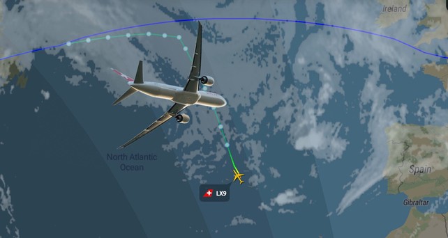 Flug LX9 von Swiss: Die Boeing 777 nahm eine ungewöhnliche Route.