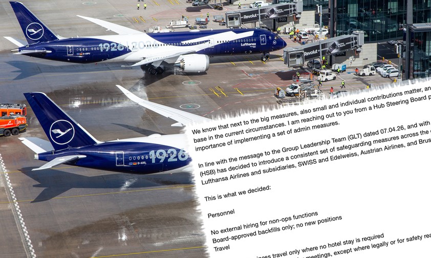 Jubiläumsflieger von Lufthansa, Mail des Vorstands (Faksimile): Die Gruppe spart kräftig