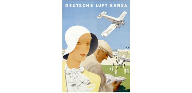 Ganz klassisch mit Hut wurde die Jetsetterin von damals mit der Lufthansa-Werbung durch die Lüfte kutschiert.
