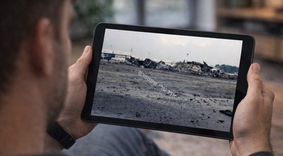 Das Bild, das angeblich den zerstörten Airbus A340 von Mahan Air zeigt: Lässt sich nicht unabhängig verifizieren.