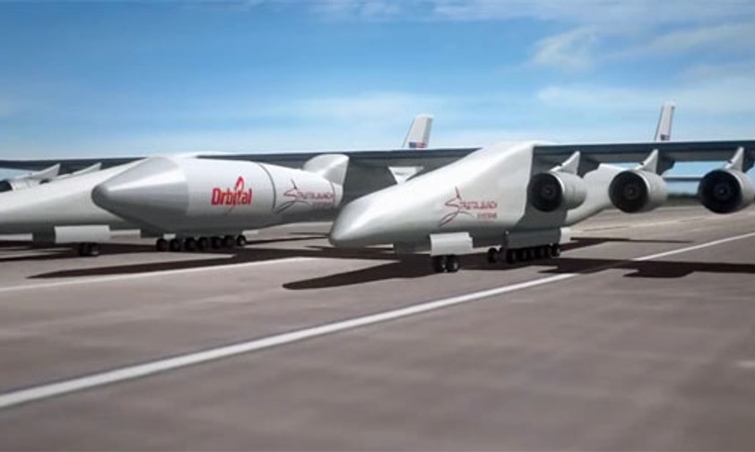 Das Stratolaunch-Trägerflugzeug: Wird derzeit in Kalifornien gebaut.
