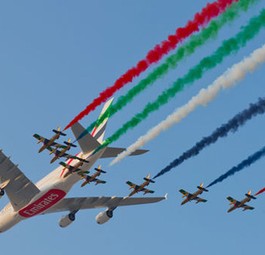 Airbus A380 von Emirates an der Dubai Air Show: Diese Airline glaubt weiter an den Superjumbo.