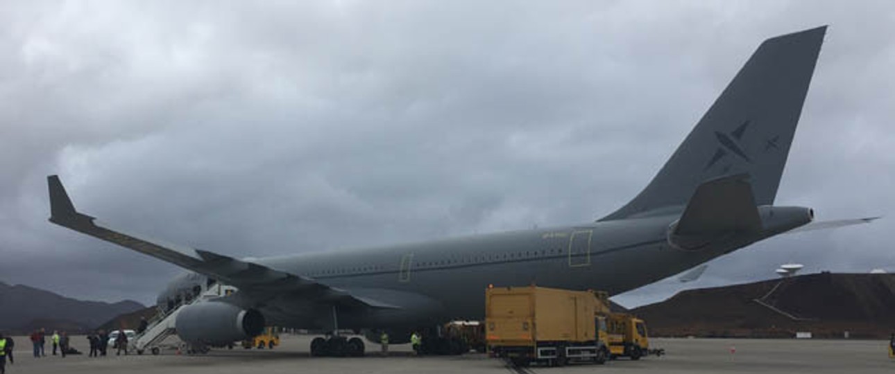 Airbus A330 von Air Tanker: Verleaste Maschinen sind oftmals anders lackiert als im klassischen Armeegrau.