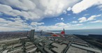 Der Hafen von Barcelona: Etliche Hochhäuser sind hier im Microsoft Flight Simulator 2020 zu sehen.