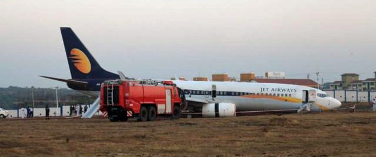 Das verunglückte Flugzeug von Jet Airways.