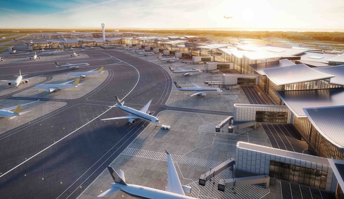 Das Dach besteht aus sich überlappenden Dachblättern mit unterschiedlichen Höhen. Dadurch soll ein gemütliches Gefühl in dem Mega-Terminal geschaffen werden.