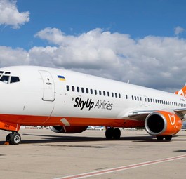 Eine Boeing 737 von Sky Up Airlines: In diesem Jahr wird die Fluggesellschaft ukrainische Politiker ins Ausland fliegen.