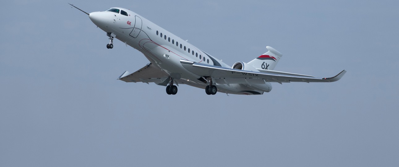 Die Falcon 6X beim Erstflug: Dassault hat den Termin eingehalten.