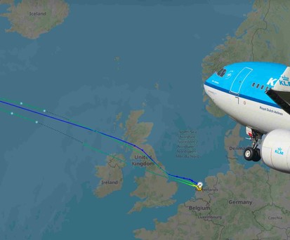 Flugverlauf von KL961: Der A330 landete nach fünf Stunden wieder in Amsterdam.