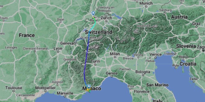 Platz 6) Nizza - Basel (EDR: 13,876 bei einer Distanz von 438 Kilometern)