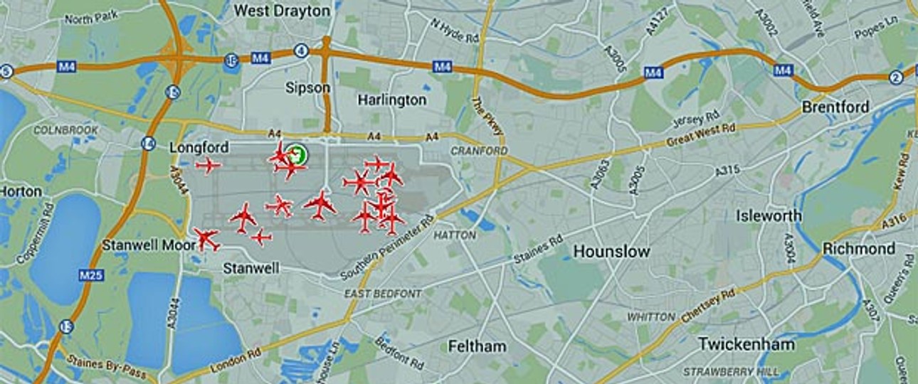 London Heathrow: Kein Flug startet oder landet gerade.