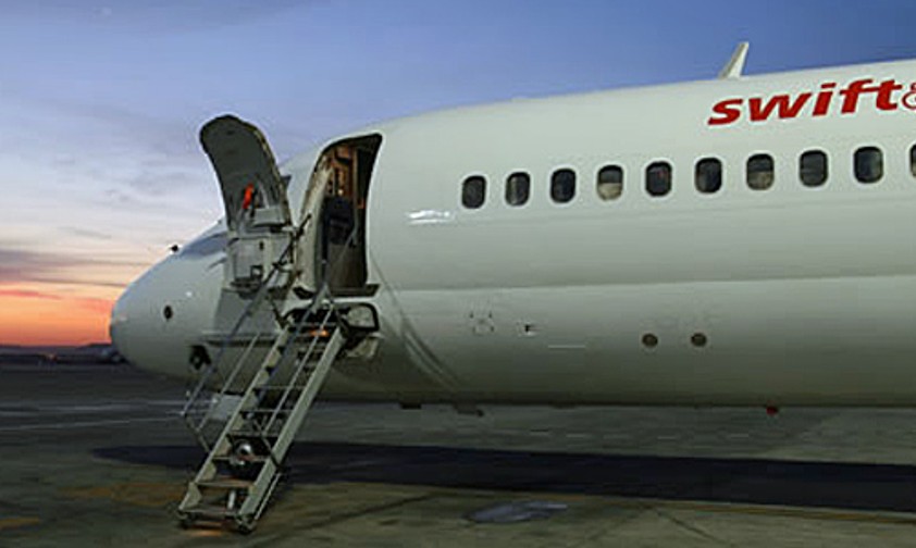 MD83 von Swiftair: Eine Maschine hatte in Frankfurt Probleme.