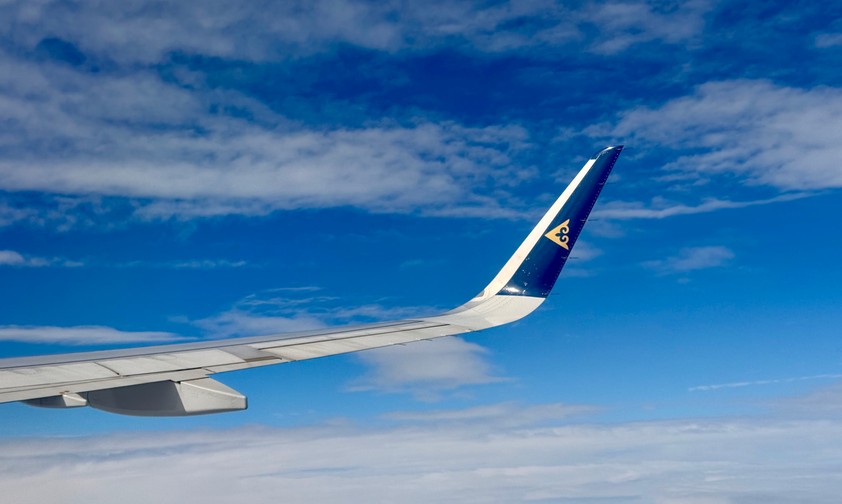 Blick aus Airbus A321 LR von Air Astana: Die Airline hat ein neues Segment entdeckt.
