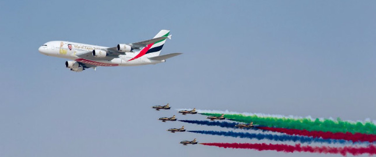 A380 bei der Dubai Air Show: Airbus liegt in Rücklage.