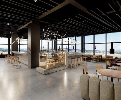 Darstellung der neuen Senator-Lounge im Dock B: Swiss baut neue Lounges am Flughafen Zürich.