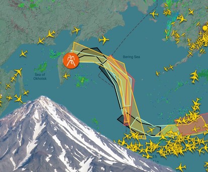 vulkan klyuchevskaya asche flightradar 01
