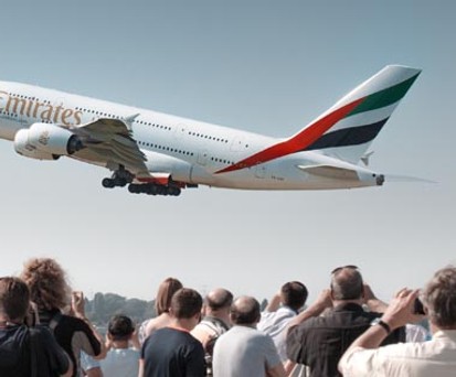 Airbus A380 von Emirates: wer den Anschluss verpasst, kann Geld fordern.