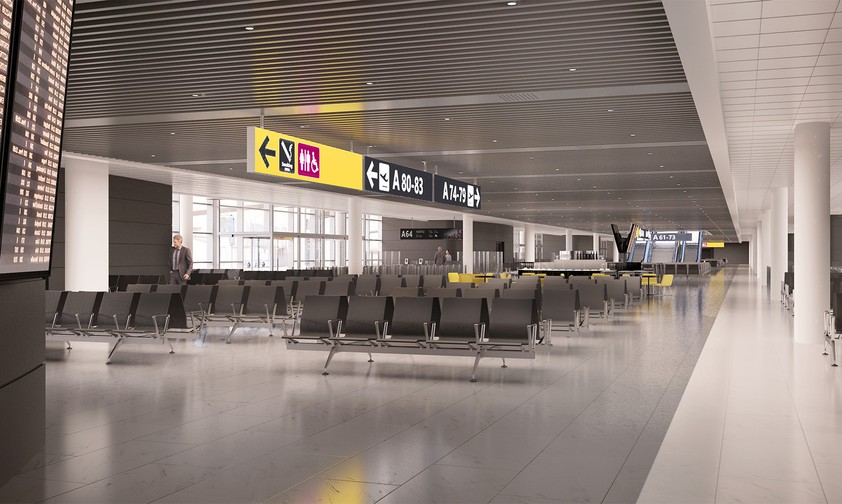 Der neue Flugsteig A weist großzügige Warteräume auf.