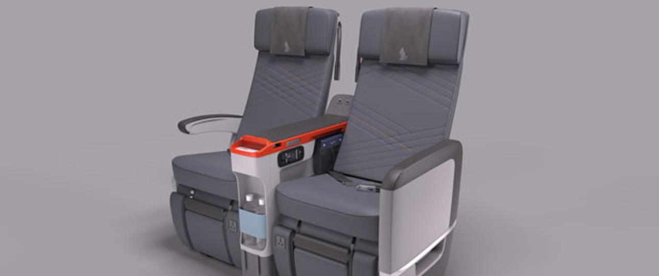 Die neuen Premium-Economy-Sitze sind aus Leder und verfügen über Fußstützen.