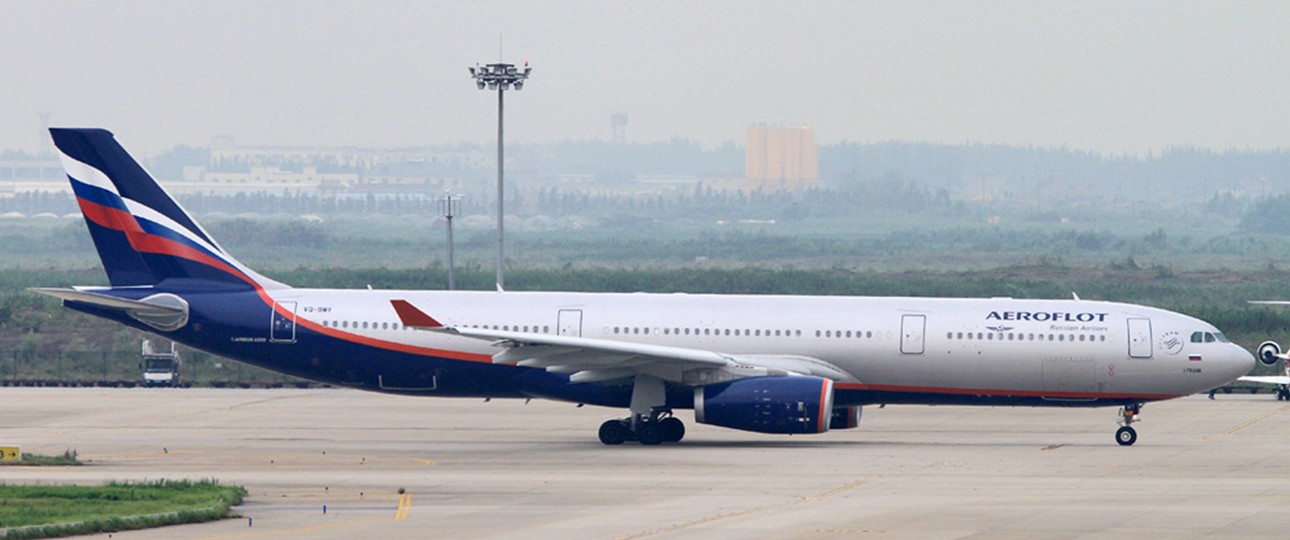 Aeroflot A330 in Shanghai: Nach China darf der russische Airbus nicht mehr fliegen.