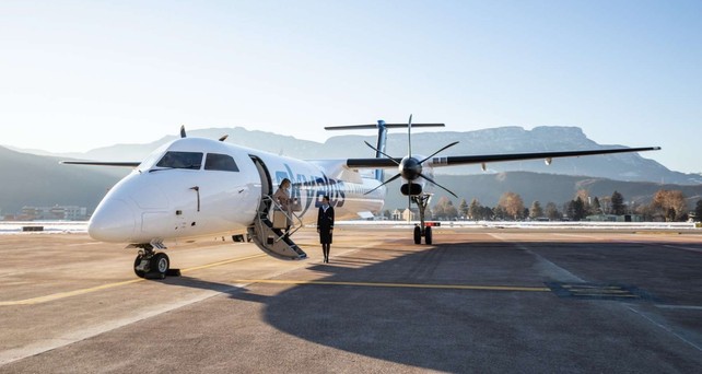 Eine Dash-8 von Sky Alps: Die Fluggesellschaft will in diesem Jahr die Gewinnschwelle erreichen.