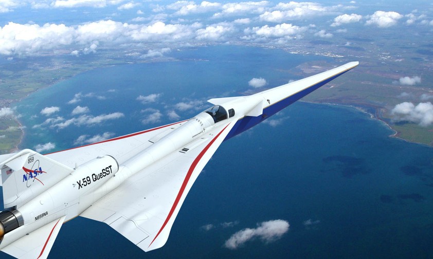 Lockheed Martin X-59 in einer Computerskizze: Überschallflug ohne Knall.