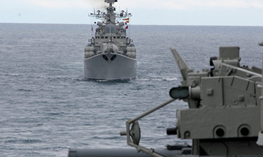 Der Zerstörer Admiral Ushakov: Nimmt an der russischen Gefechtsübung teil.