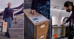 Flugbegleiterin Annalise Michie mit der Transportbox der Tūturuatus: Wichtige Umsiedelung.