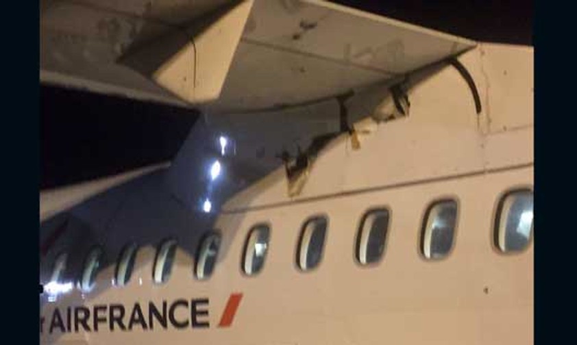 Die ATR 42 nach der Landung: Unschöner Anblick.