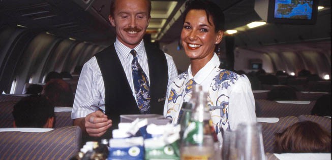 Service in einer Boeing 767 in den 1990er-Jahren.