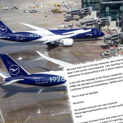 Jubiläumsflieger von Lufthansa, Mail des Vorstands (Faksimile): Die Gruppe spart kräftig