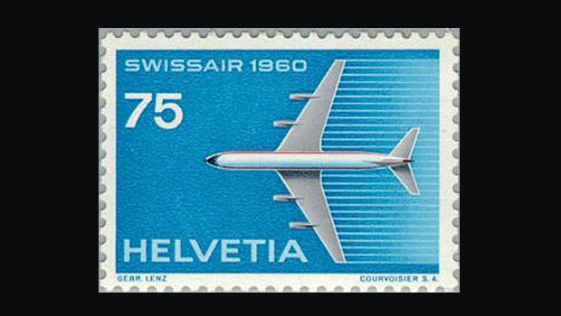 Die Swissair wurde ebenfalls mehrmals auf Wertzeichen verewigt. Das schützte sie freilich nicht vor dem Untergang.