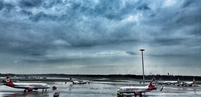 Air-Berlin-Flieger in Hamburg: Passagiere sind verunsichert.