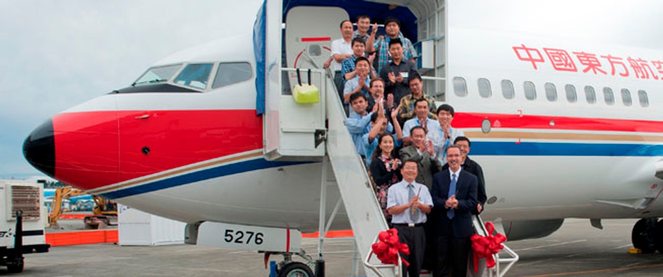 Empfang einer Boeing 737-700 im Jahr 2001: China Eastern expandiert kräftig.