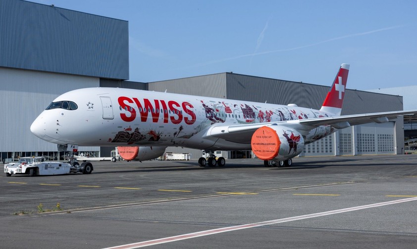 Airbus A350 von Swiss: Die Bemalung ist eine Hommage an die Vielfältigkeit der Schweiz.