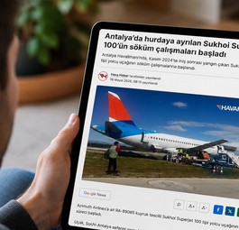 Superjet 100 von Azimuth Airlines wird zerlegt: Er steht seit einem Triebwerksbrand im November 2024 am Flughafen Antalya.