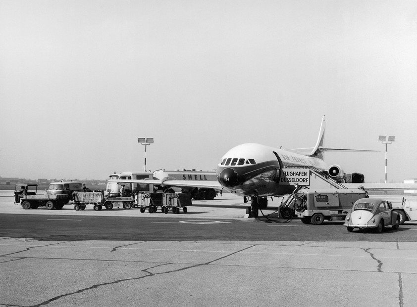 Eine Sud Aviation Caravelle von Air France: In den 60er-Jahren Stammgast am Flughafen Düsseldorf.