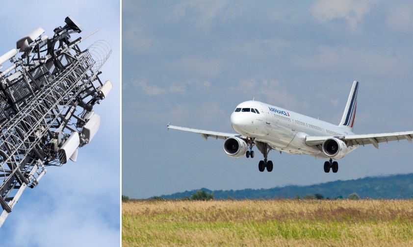 Sendemast und Flugzeug von Airbus France: Sicherheitswarnung.