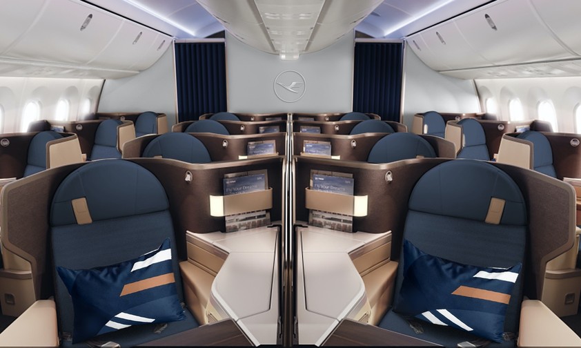 So sieht die Business Class der ersten Boeing 787-9 von Lufthansa aus.