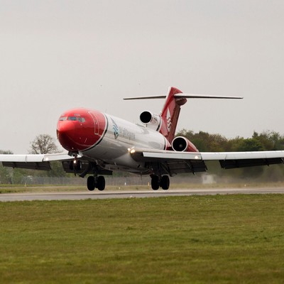Boeing 727 landet am 28. April am Flughafen Doncaster Sheffield: Es war die erste Landung eines großen Flugzeugs seit 2022.