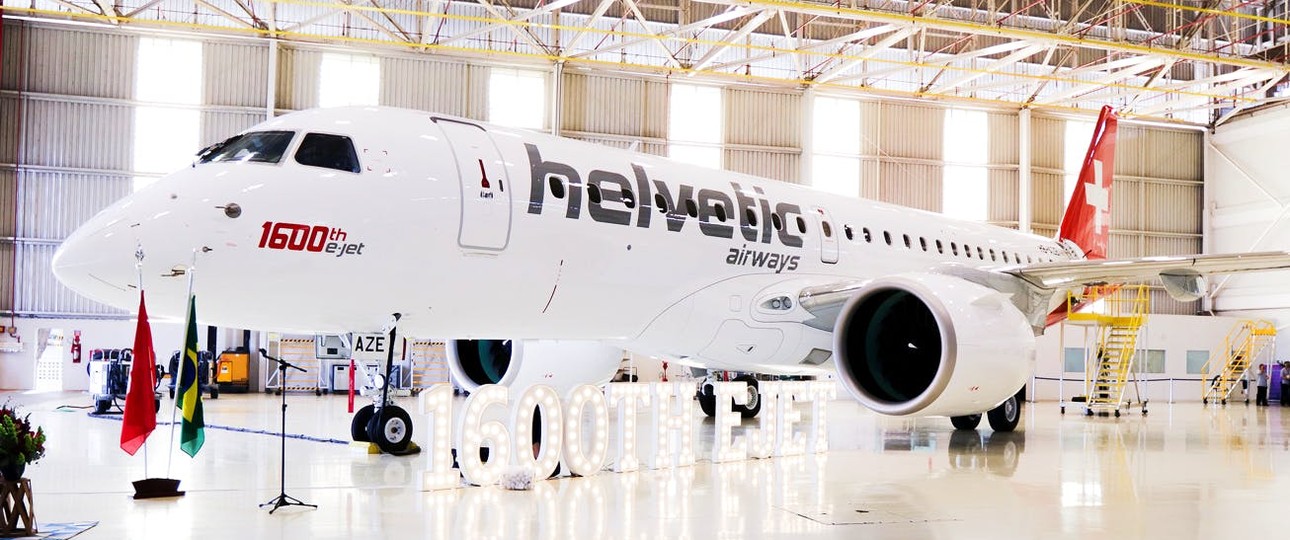 HB-AZE at the Embraer factory in São José dos Campos.