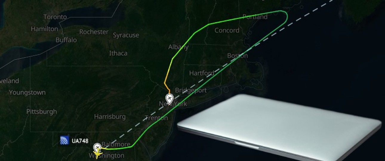 Die Route des Fluges: Ein Laptop verursachte die Umkehr.