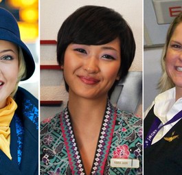 Flugbegleiterinnen von Estonian, Malaysia und American: Drei innovative Fluglinien.