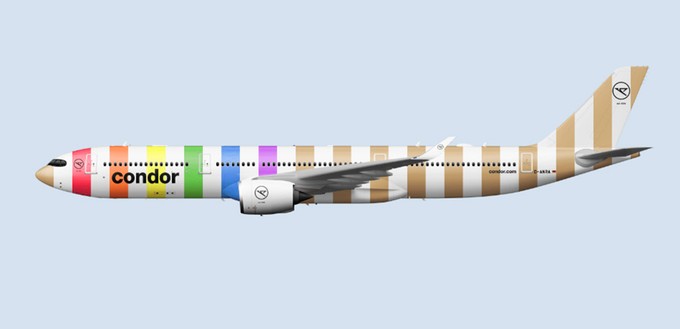 Wir haben am Computer visualisiert, wie ein bunter Condor-Jet aussehen könnte.