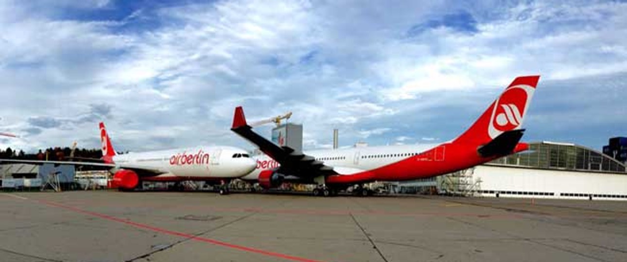 Geparkte Airbus A330 von Air Berlin: Inzwischen für Virgin unterwegs.