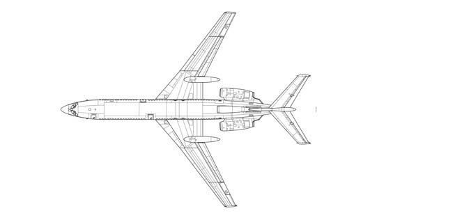 In Form und Größe ähnelt die Tupolew Tu-154 etwa der britischen Hawker Siddeley Trident oder der Boeing 727. Sie ist 47 Meter lang und weist eine Spannweite von 37,6 Metern auf.