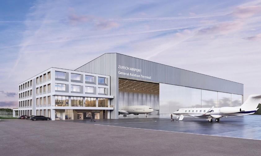 Neuer Hangar für die Business Aviation am Flughafen Zürich: Der Flughafen baut bis 2028 neue Gebäude in der Zone West.