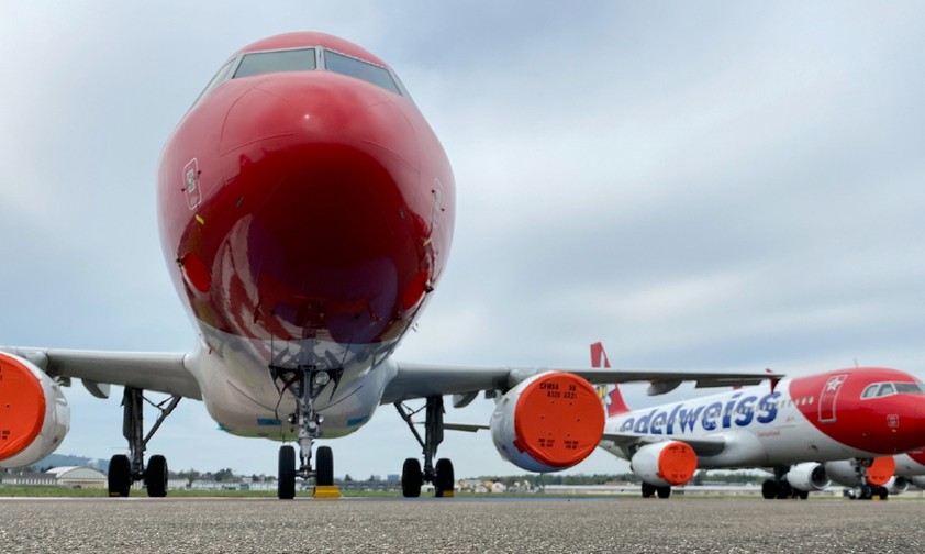 Geparkte Flieger von Edelweiss: Zurück zur Basis.