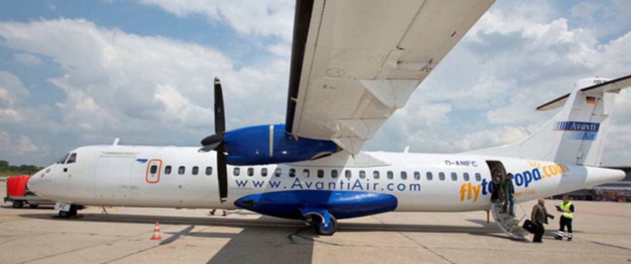 ATR72 von Avanti Air unterwegs für Flytouropa: Nicht mehr nach Berlin.